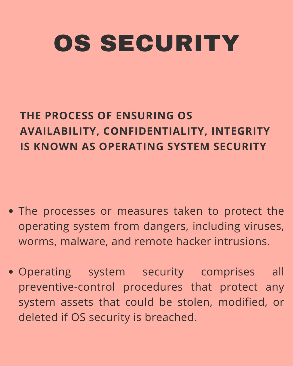 Shadownik_ofc's tweet image. "Did you know? Your operating system is the backbone of your device's security! Keep your OS up-to-date, use strong passwords, and enable firewall protection to safeguard against cyber threats! #OSSecurity #CyberSafety #TechTips