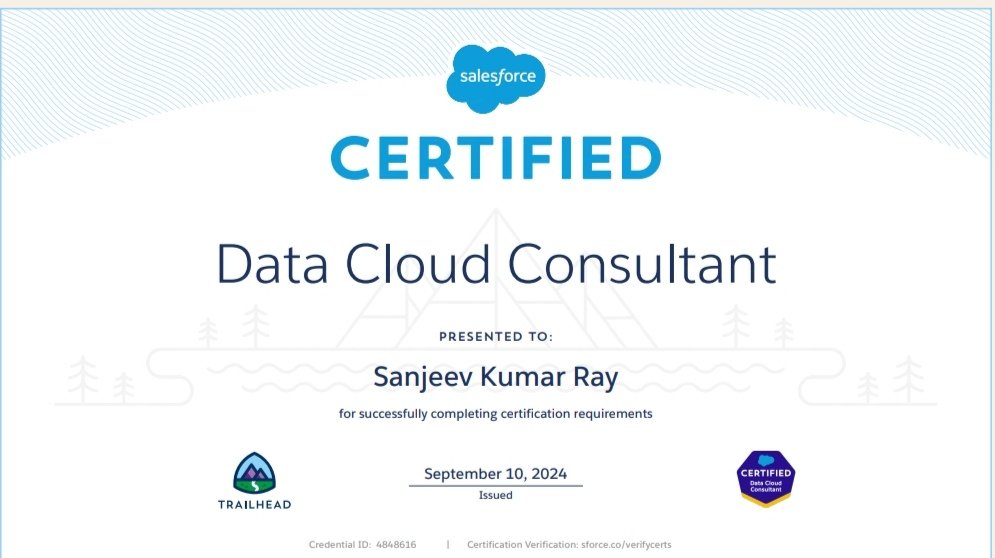 SanjeevRoy36's tweet photo. 🎉 Excited to Share a Milestone! 🎉

I’m thrilled to announce that I’ve successfully cleared both the Salesforce AI Associate and Salesforce Data Cloud Certification exams! 🚀

#Salesforce #AI #DataCloud #Certification #LearningJourney #ContinuousLearning https://t.co/KZgYnx1Qkv