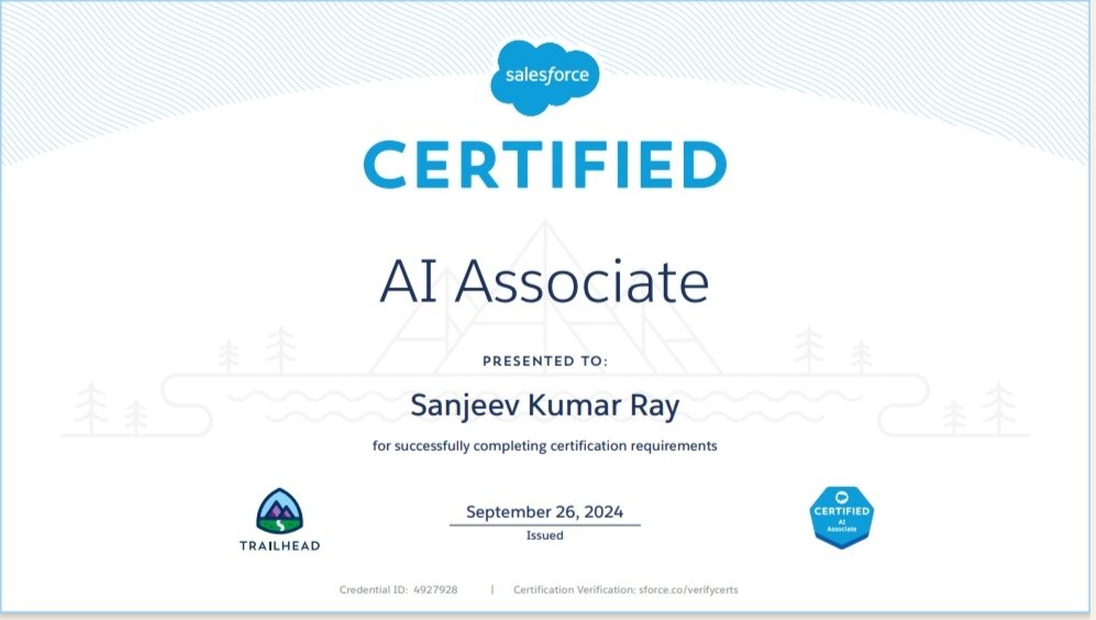 SanjeevRoy36's tweet photo. 🎉 Excited to Share a Milestone! 🎉

I’m thrilled to announce that I’ve successfully cleared both the Salesforce AI Associate and Salesforce Data Cloud Certification exams! 🚀

#Salesforce #AI #DataCloud #Certification #LearningJourney #ContinuousLearning https://t.co/KZgYnx1Qkv