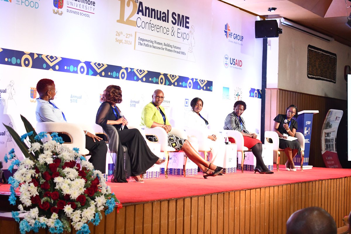 megmutheu's tweet photo. I was honored to add my voice the great conversations happening at the 12th Annual SME Conference by 
@SBSKenya 
 at 
@StrathU 
 on the panel discussion on the challenges women entrepreneurs face with my fellow amazing panelists https://t.co/xHYbl9sc24