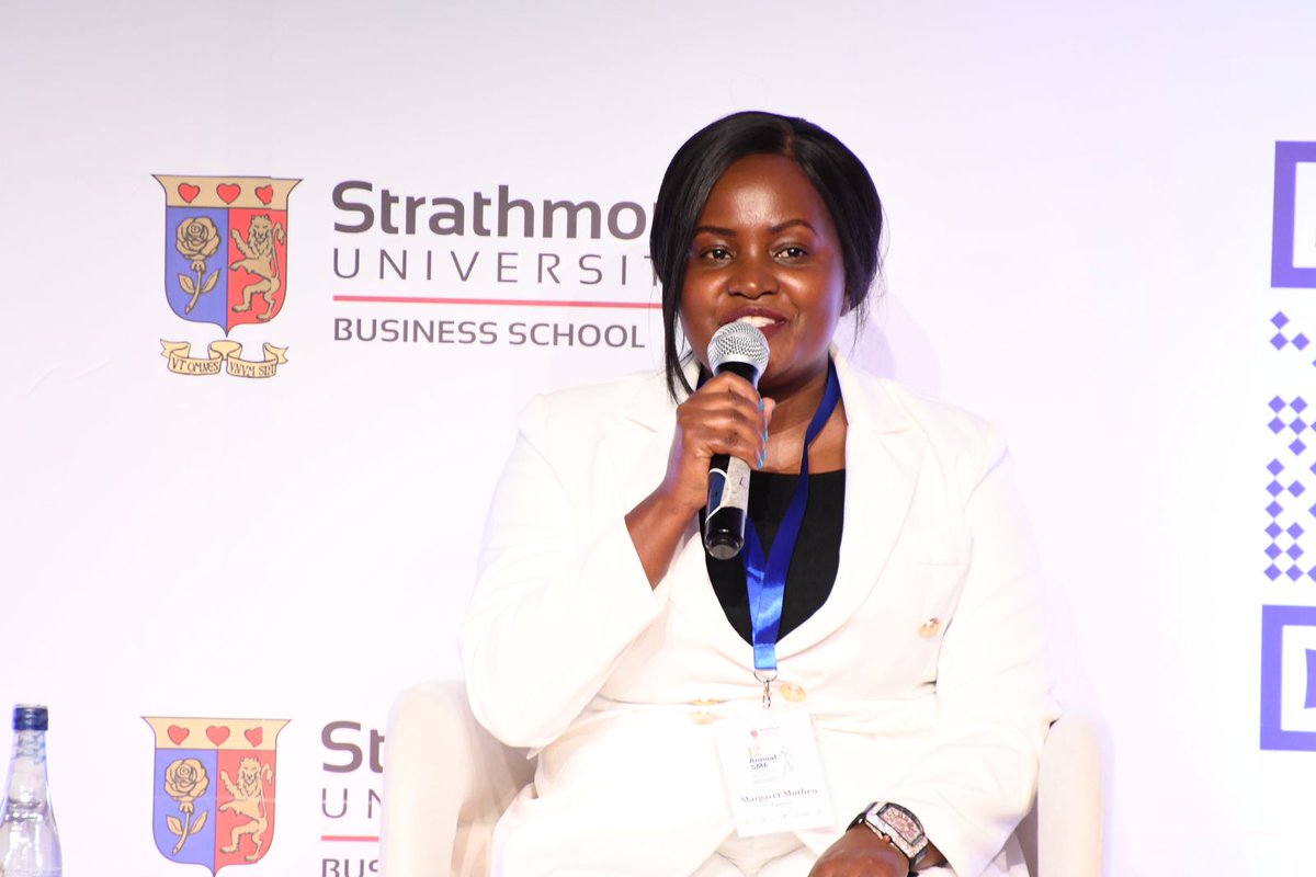 megmutheu's tweet photo. I was honored to add my voice the great conversations happening at the 12th Annual SME Conference by 
@SBSKenya 
 at 
@StrathU 
 on the panel discussion on the challenges women entrepreneurs face with my fellow amazing panelists https://t.co/xHYbl9sc24