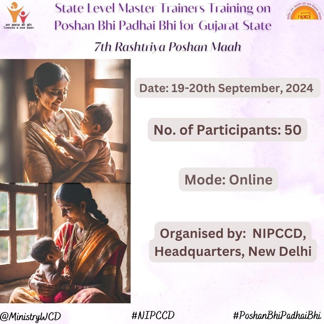 SPNIWCD_MWCD's tweet photo. An Online State Level Trainers Training on Poshan Bhi Padhai Bhi was organised by NIPCCD, Headquarters, New Delhi on 19-20 September, 2024. A total of 50 participants attended the Training.
@MinistryWCD #NIPCCD #PoshanBhiPadhaiBhi #SLMTs #Training #Rashtriya #Poshan #Maah https://t.co/kK4RoBUacG