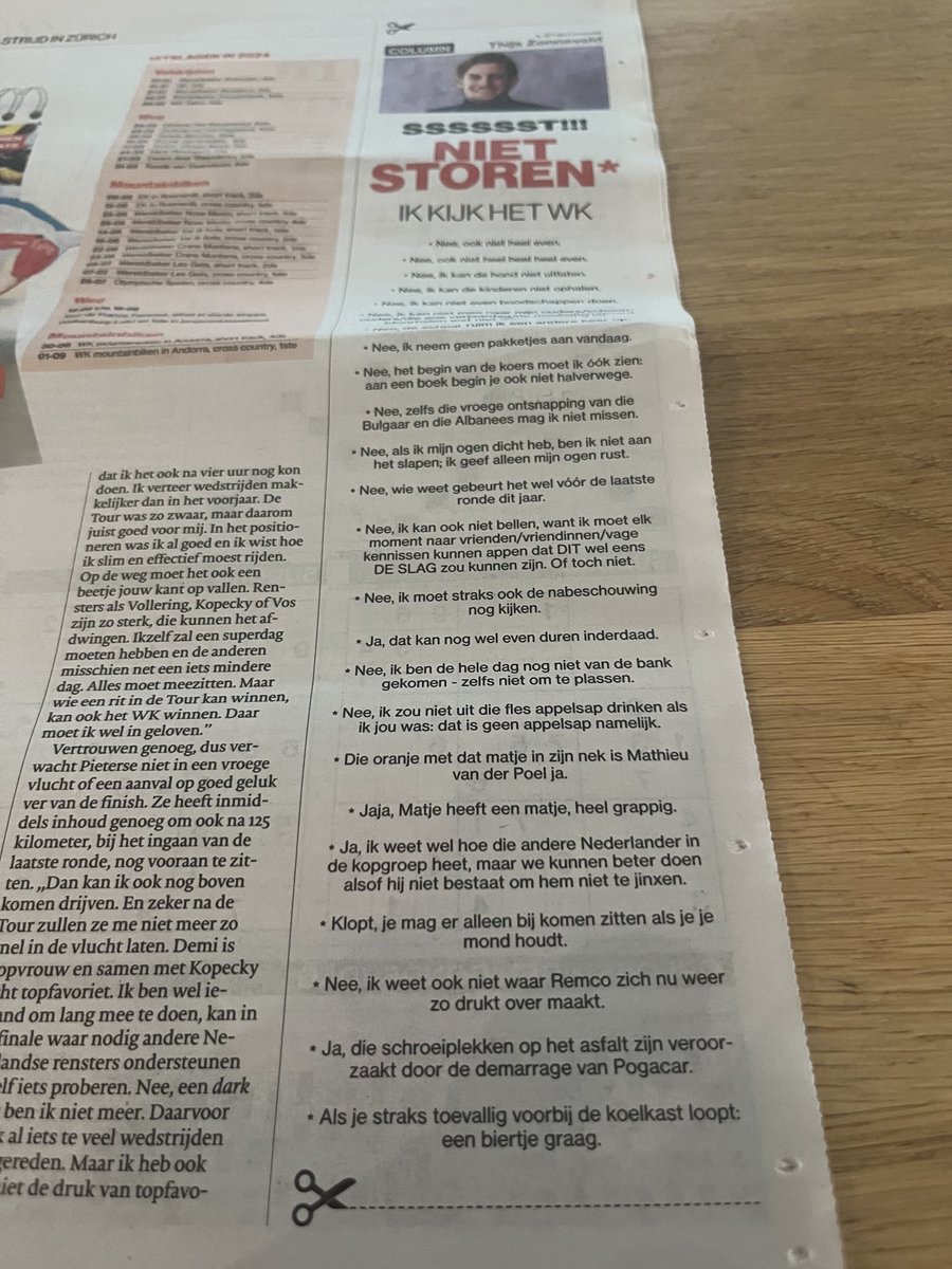 Voor iedereen die dit weekend het WK wil kijken zonder gestoord te worden: een niet-storen-ik-kijk-het WK-column die je uit kunt knippen en op kunt hangen.