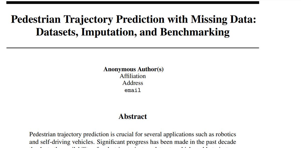 ChibPranav's tweet photo. Excited to share that our paper 'Pedestrian Trajectory Prediction with Missing Data: Datasets, Imputation, and Benchmarking' has been accepted at #NeurIPS2024 ! 🎉 https://t.co/slWRXya5FV