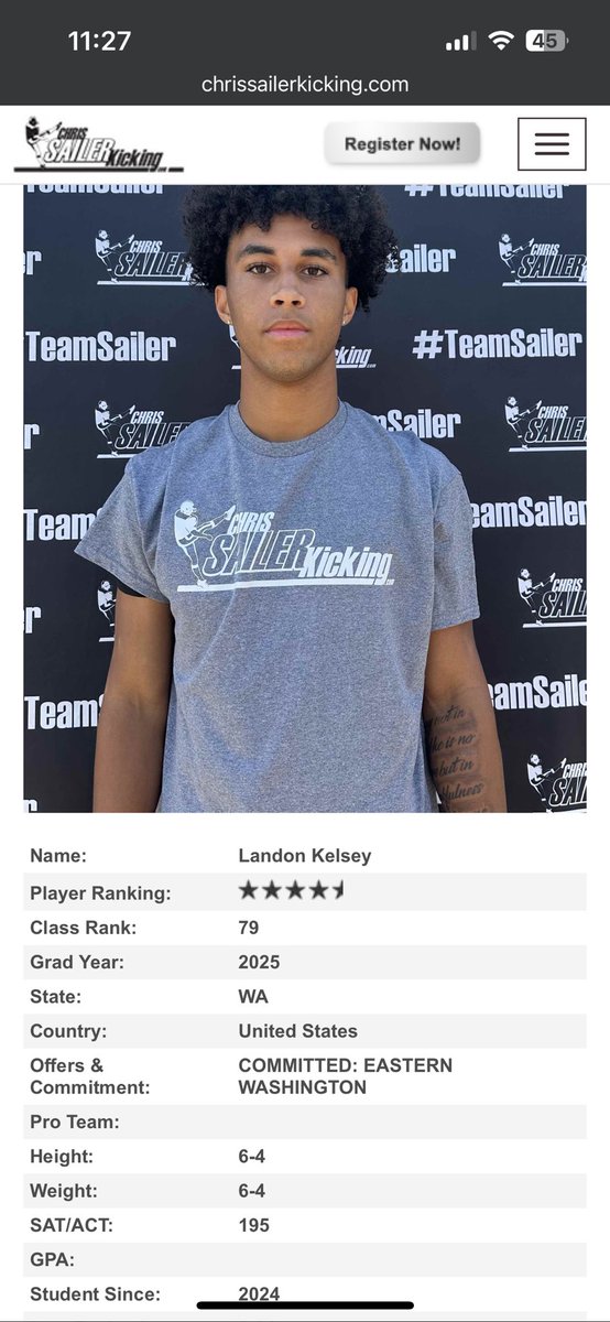 Landon Kelsey (@landon_kelsey) on Twitter photo Thankful to be ranked a 4.5⭐️ kicker by <a href="/Chris_Sailer/">Chris Sailer Kicking</a> and the #79 kicker in the country!! Thankful to be ranked a 4.5⭐️ kicker by <a href="/Chris_Sailer/">Chris Sailer Kicking</a> and the #79 kicker in the country!!
