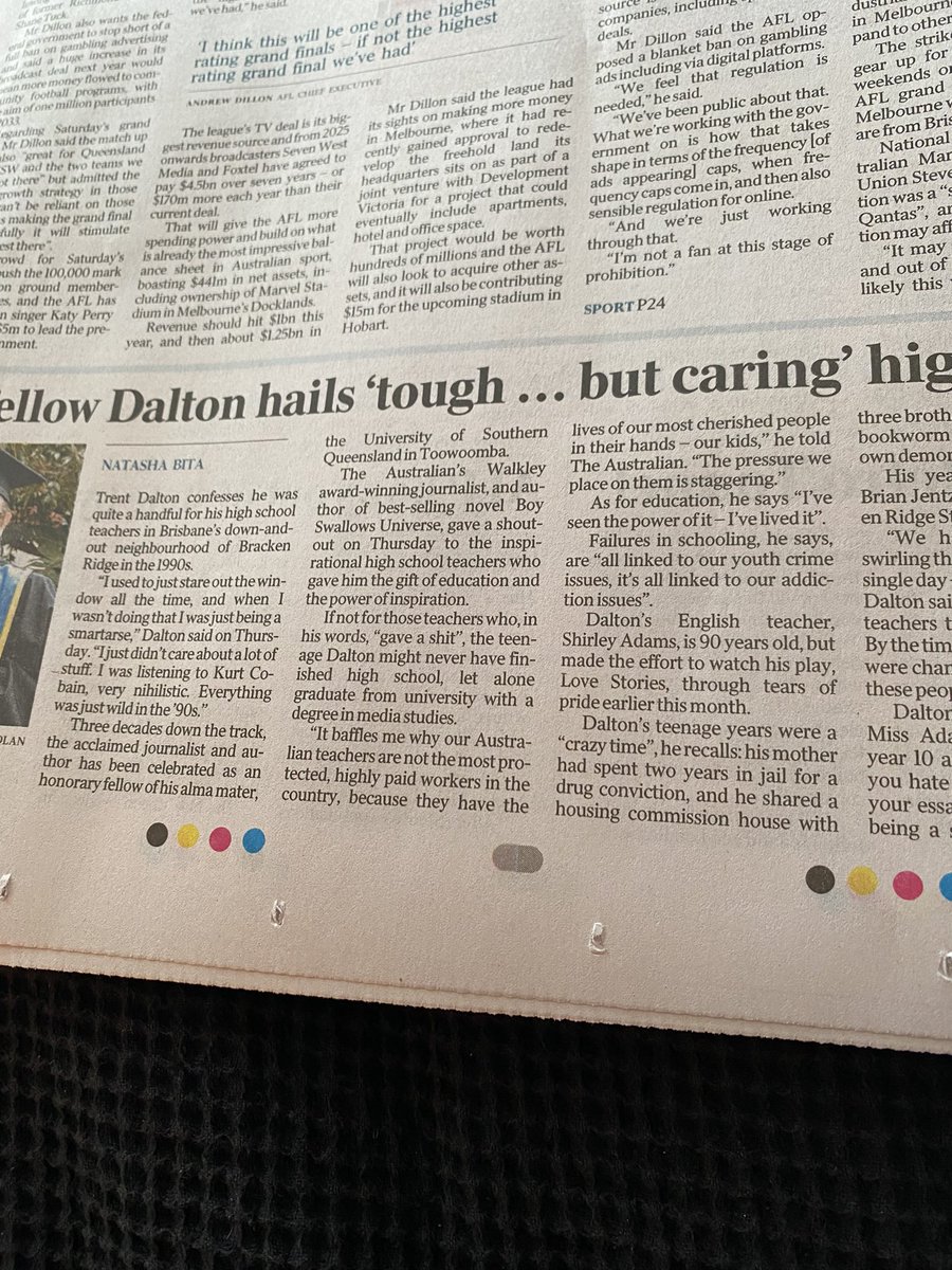 “It baffles me why our Australian teachers are not the most protected, highly paid workers in the country, because they have the lives of our most cherished people in their hands - our kids. The pressure we place on them is staggering.” Via <a href="/TrentDalton/">Trent Dalton</a>