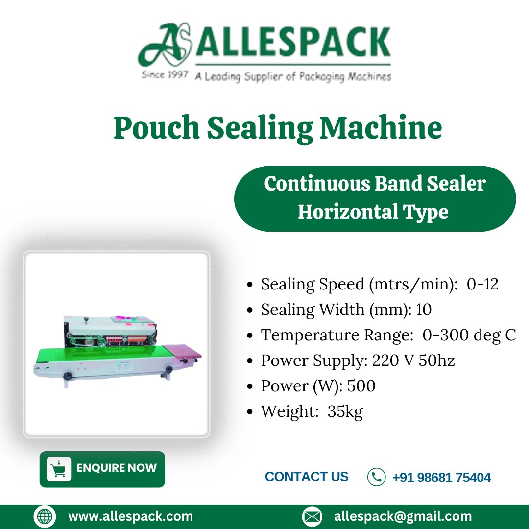 allespack's tweet image. Continuous Band Sealer Horizontal Type

Call us at: +91 9868175404, +91 9015997050
Email us at: allespack@gmail.com
Visit Website: allespack.com/continous-band…

#pouchsealingmachine #continuousbandsealer #packagingsolutions #strappingtool #industrialpackaging #efficientpacking