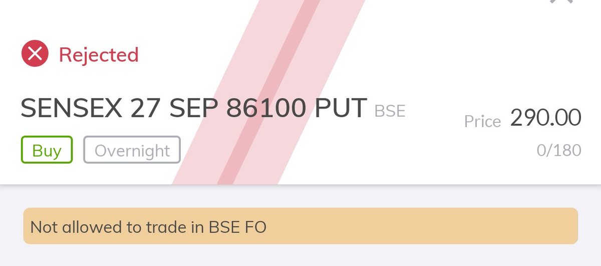 AmitAsnani's tweet photo. @PaytmMoneyCare Getting error while placing order for Sensex options..  I can see BSE FO enabled in Segment under my profile https://t.co/EnCYTfyguK