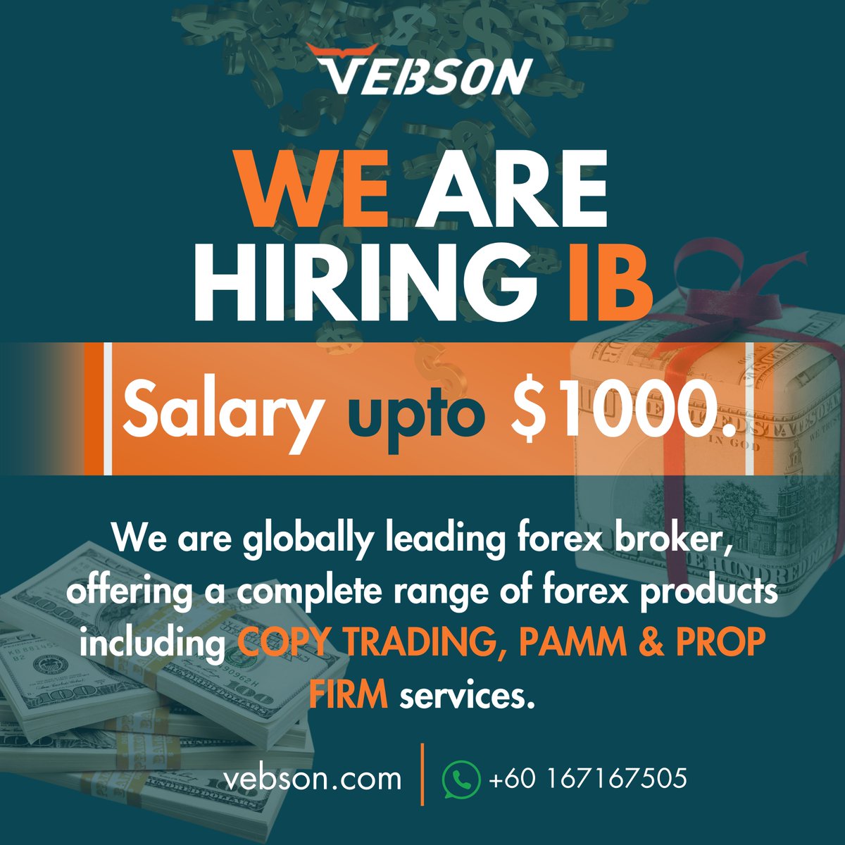 VebsonPropTrade (@vebsonproptrade) on Twitter photo We're Hiring IBs! 💼
Join our team at Vebson and earn a salary of up to $1,000! If you’re passionate about trading and ready to grow your career, we want to hear from you!
Interested? Fill out this form: Join Us!
Take the next step with Vebson! 🌟 We're Hiring IBs! 💼
Join our team at Vebson and earn a salary of up to $1,000! If you’re passionate about trading and ready to grow your career, we want to hear from you!
Interested? Fill out this form: Join Us!
Take the next step with Vebson! 🌟