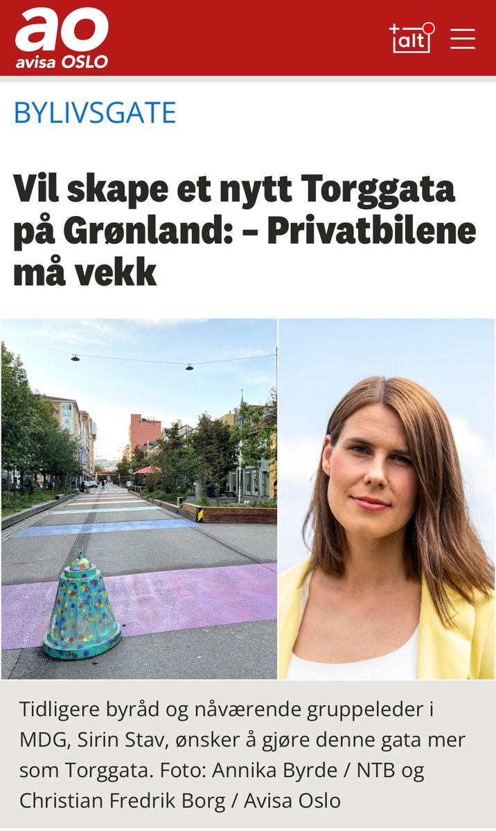 Tidligere i år ble den midlertidige tillatelsen for bylivsgata på Grønland utvidet med nye fem år. Tiltaket funker helt beviselig, og er en kjempesuksess! 

Nå må vi utnytte de ekstra årene Bylivsgata blir stående til å starte et planarbeid for permanent ombygging @jodamarit!