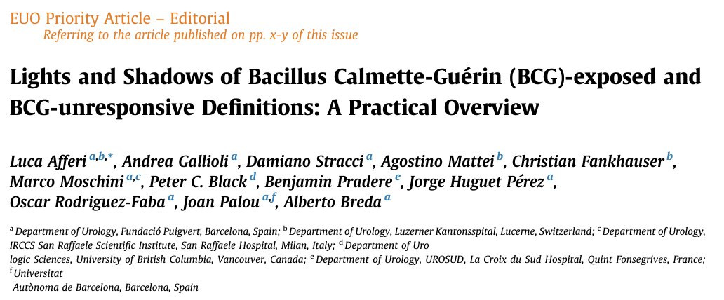 BCG-unresponsive and BCG-exposed definitions might seem controversial. In this editorial, we tried to be practical and make things easier to understand and remember.

Have a look at the graph &amp; the editorial below👇
authors.elsevier.com/a/1jqnM9Cfv--d…