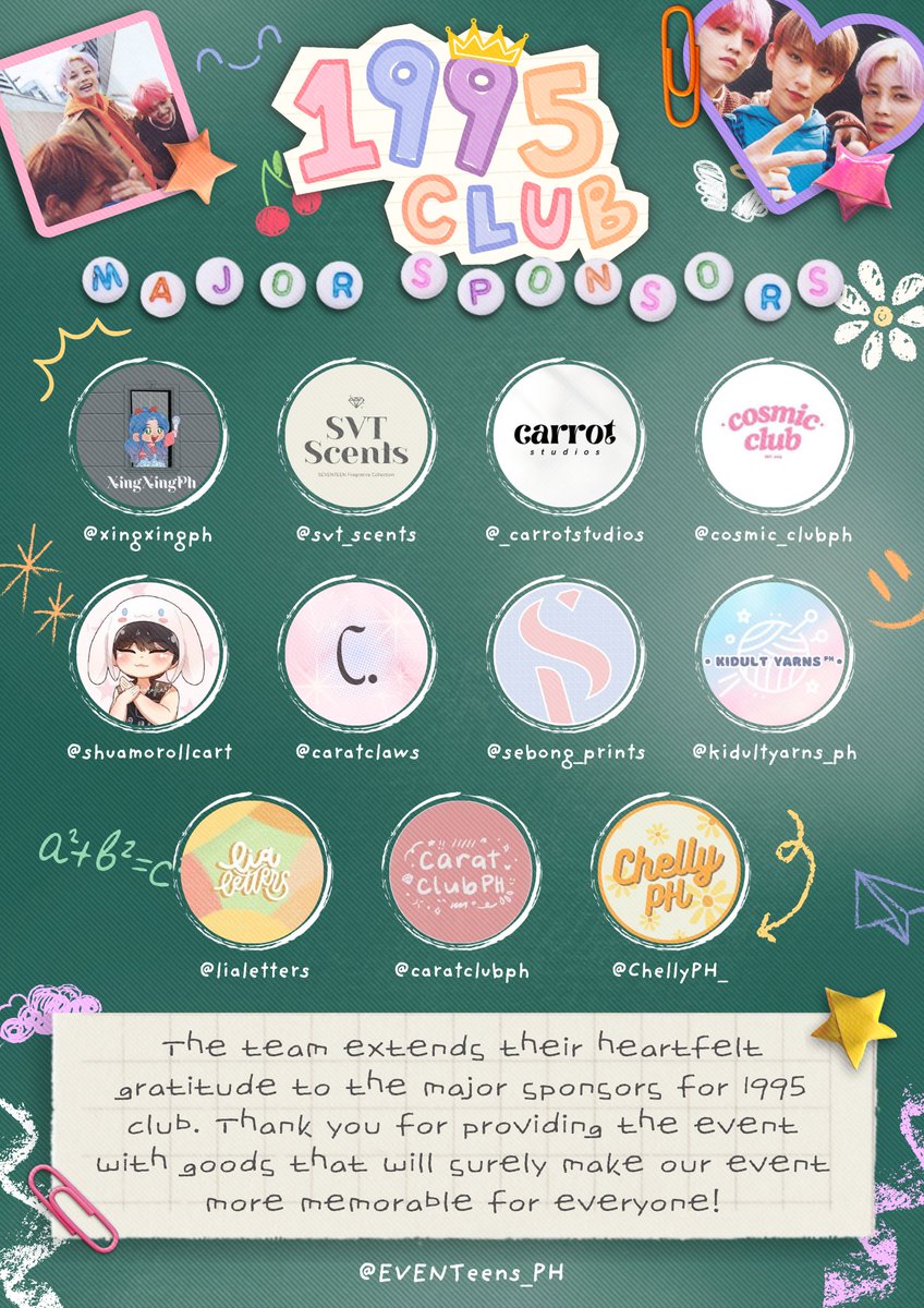EVENTeens_PH's tweet photo. Hello Classmates!

Our officers are thrilled to introduce the wonderful sponsors who made our classroom event possible!

Thank you classmates and co-organizations for your contributions. 

Let’s express our appreciation for their help 

#1995_club_sponsors https://t.co/oDxFj2Dg6H