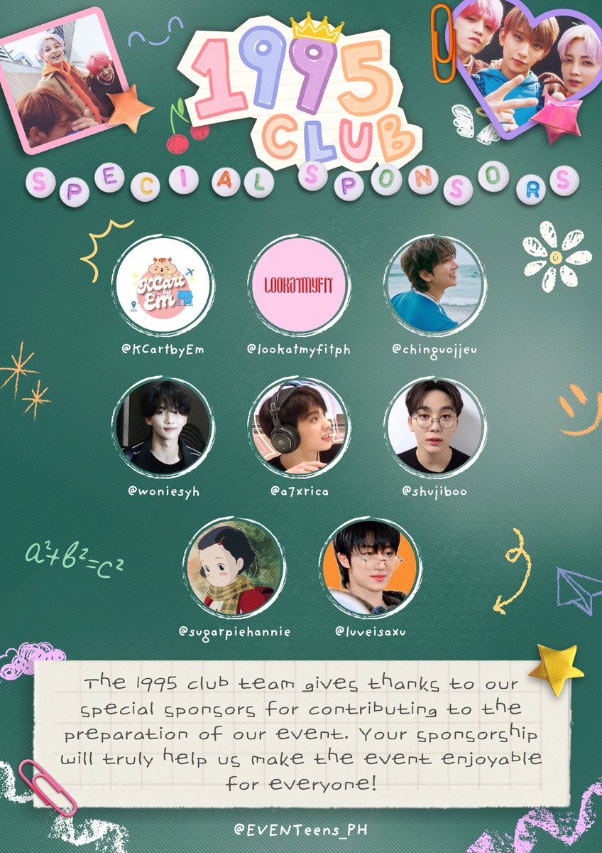 EVENTeens_PH's tweet photo. Hello Classmates!

Our officers are thrilled to introduce the wonderful sponsors who made our classroom event possible!

Thank you classmates and co-organizations for your contributions. 

Let’s express our appreciation for their help 

#1995_club_sponsors https://t.co/oDxFj2Dg6H