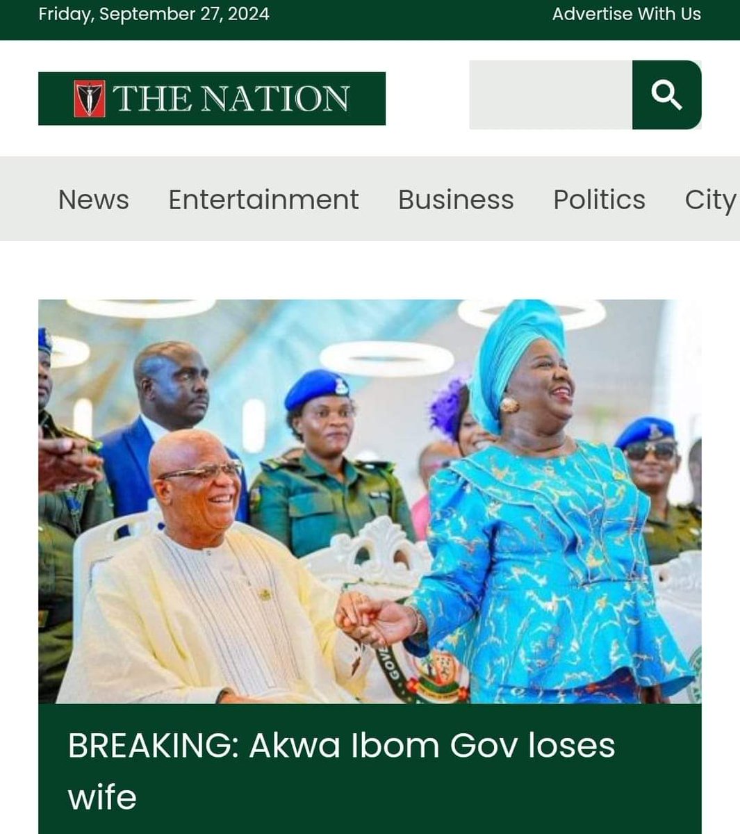 I commiserate with the Gov.umo of Akwa Ibom state over the demise of his lovely wife,Her Excellency, lady patience.may her soul rest in peace and Bliss with the Lord Ameeen 🙏