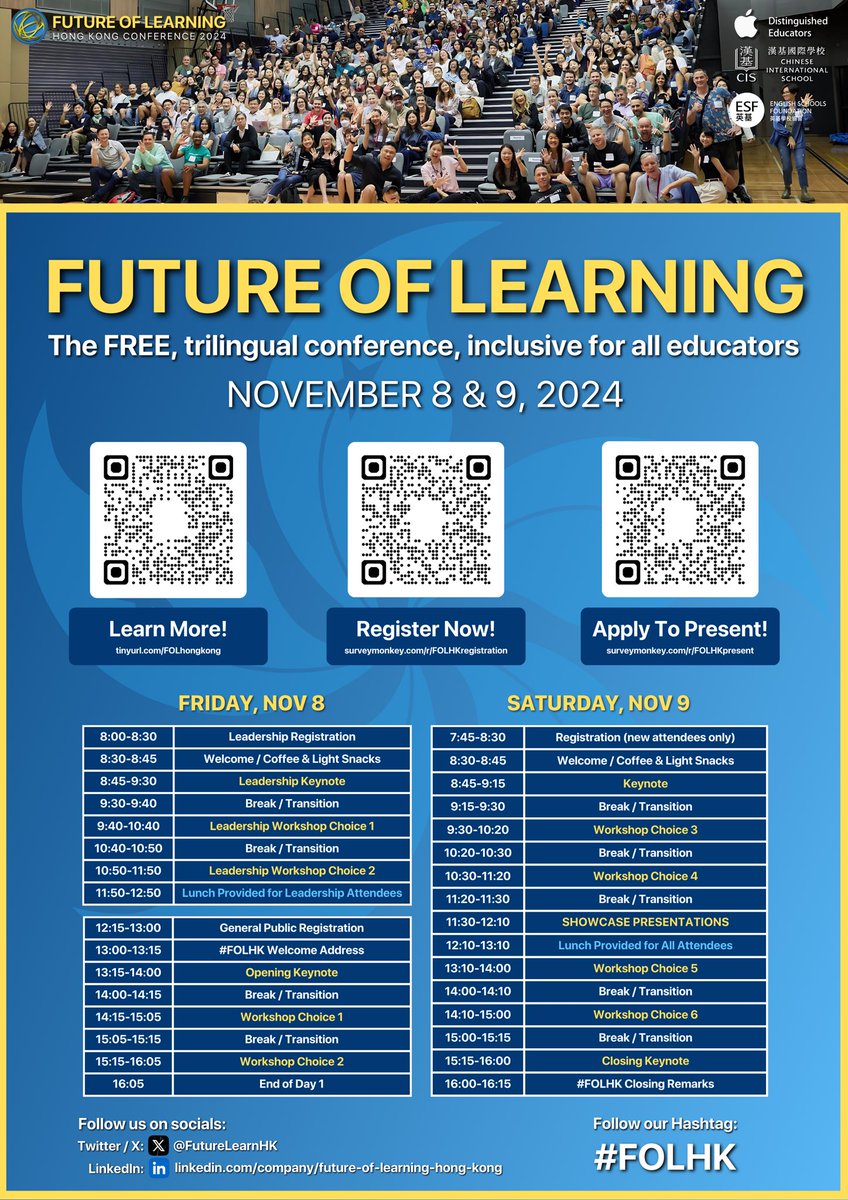 🚀 Help spread the word of #FOLHK by downloading our poster, sharing with your teams and posting it in your staff rooms!

Don’t forget, our conference is open to all educators, it’s COMPLETELY FREE and sessions are held in English, Mandarin &amp; Cantonese!

Please use this link to