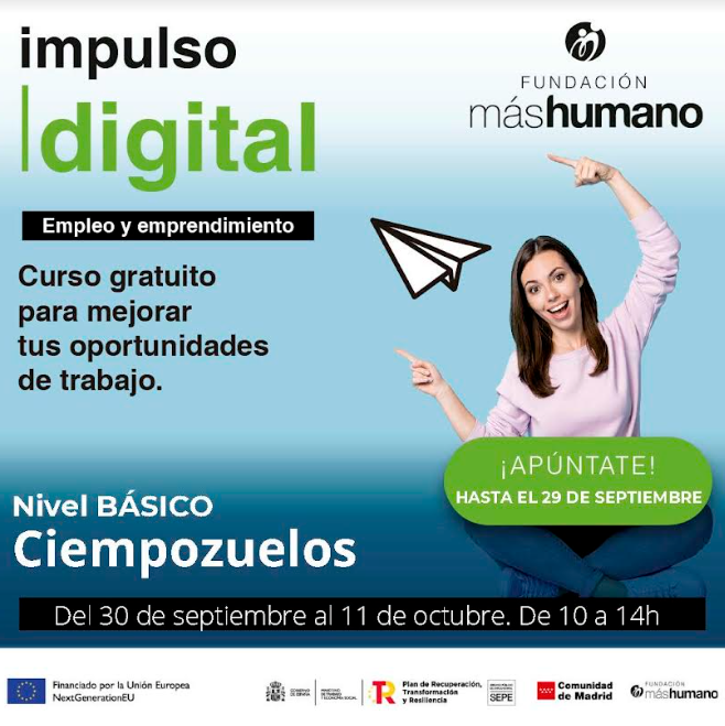 ImpulsoDigitalF's tweet photo. ¡Inscríbete en nuestro curso gratuito para mejorar tus oportunidades de empleo! 💼 Del 30 de septiembre al 11 de octubre en Ciempozuelos @AytCiempozuelos

@ImpulsoDigitalF @Fundmashumano

#empleo #formaciondigital https://t.co/yszCCzBQLT
