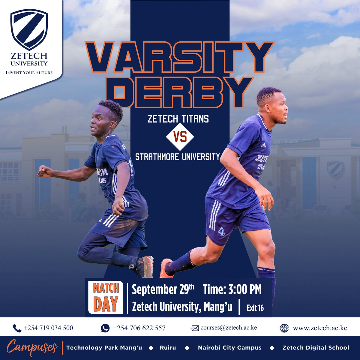 ZetechUni's tweet photo. Football-packed weekend!⚽
@Football_Kenya Division One League Kicks off this weekend and Zetech Titans FC will be up against newly promoted side @StrathU at home in Mang'u Campus.
Vijana wapya watawezana? Derby Loading.....!
#KaribuZetech #InventYourFuture https://t.co/vcz1Ega27Z