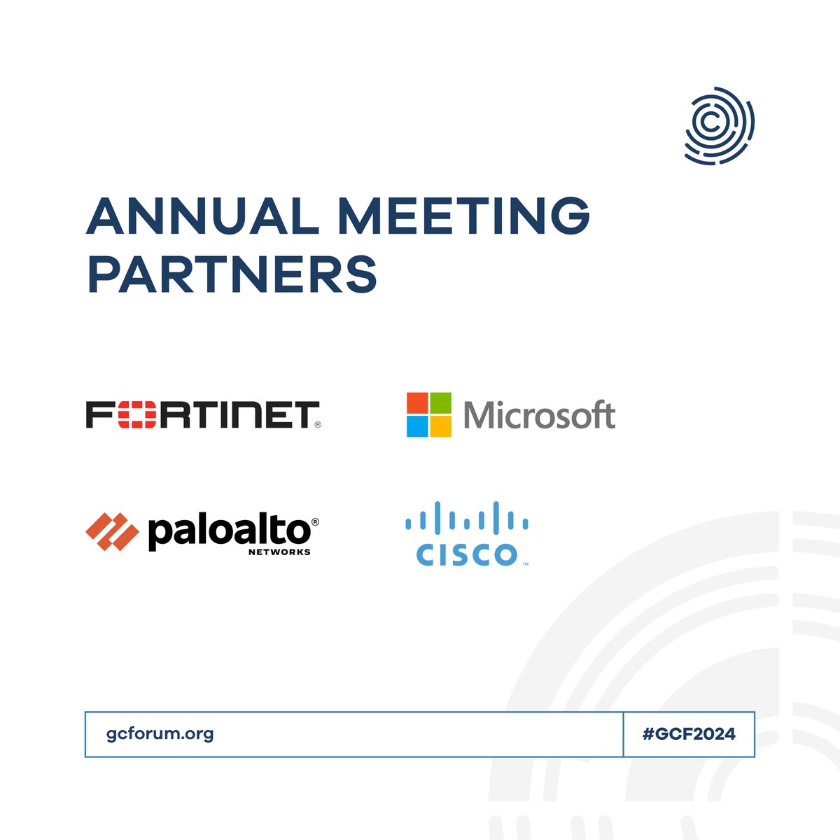 We extend our gratitude to <a href="/Cisco/">Cisco</a>, <a href="/Fortinet/">Fortinet</a>, <a href="/Microsoft/">Microsoft</a>, and <a href="/PaloAltoNtwks/">Palo Alto Networks</a> for their vital contributions as our partners for #GCF2024. Together, we are advancing collective action in #Cyberspace to ensure a safe, resilient future for all.

Learn more: gcforum.org/en/events/AM20…