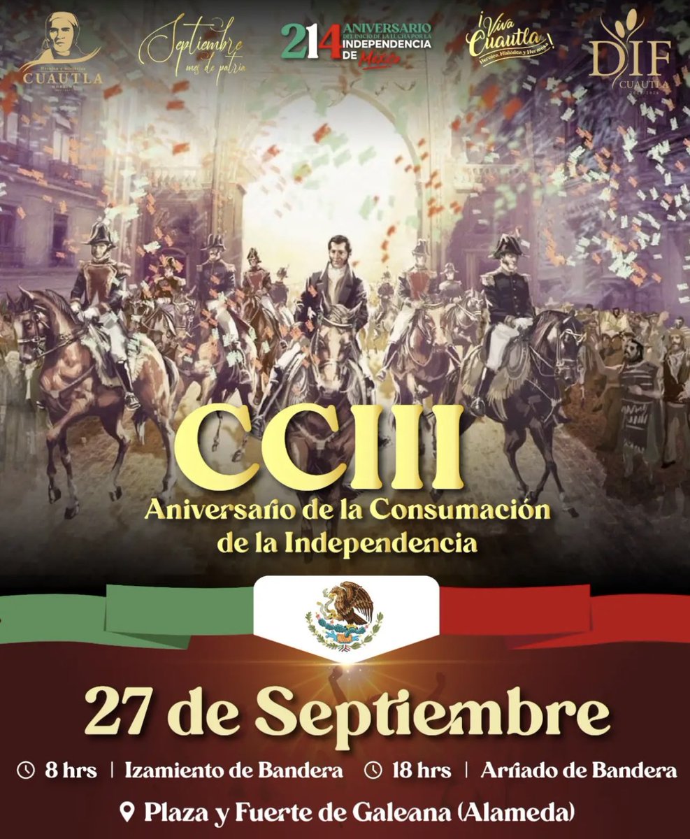 MatamorosGuridi's tweet photo. Conmemoración del 203 aniversario de la consumación de la independencia de México. 🇲🇽🫡
#MMG #Independencia  #Consumación #México #Cuautla #CIII #Aniversario 

@barcenairene @BerthaHistoria @ElCharroViej0 https://t.co/1uZPUzAmOr