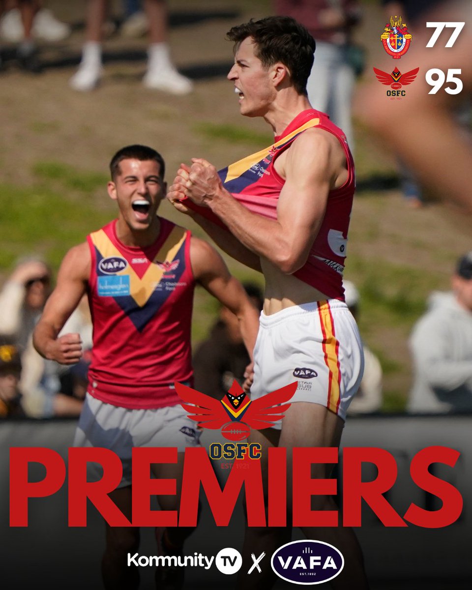 KommunityTV's tweet photo. 46 YEARS IN THE MAKING! 🏆

@OldScotchFC wins its first flag since 1978 in a ripping @VAFA_HQ Premier Men's grand final! https://t.co/4pF6jH5o5O