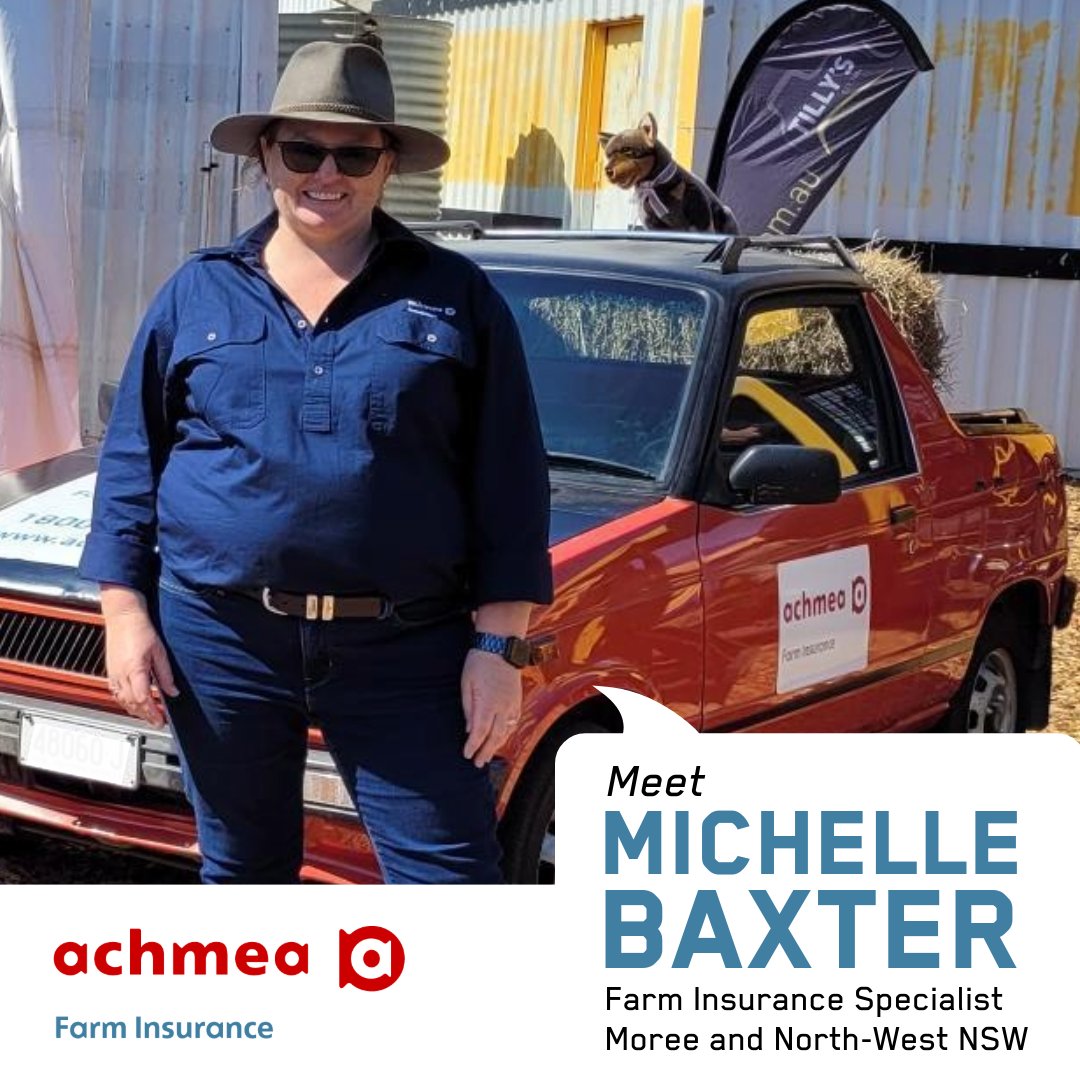 Meet Michelle Baxter, our new Farm Insurance Specialist in Moree, NSW pictured here at #AgQuip recently. With her local expertise &amp; passion for farming, Michelle is committed to our purpose of #KeepingFarmersFarming.
Get in touch with Michelle today: achmea.com.au/specialist/mic…