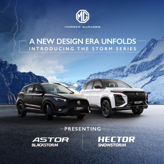mechnotechs's tweet photo. The Hector Snowstorm flaunts a sleek white and black dual-tone look, while the Astor Blackstorm goes bold with an all-black exterior. Which storm is your style? 
#MG #mgindia #cars https://t.co/MhqfrwaWKl
