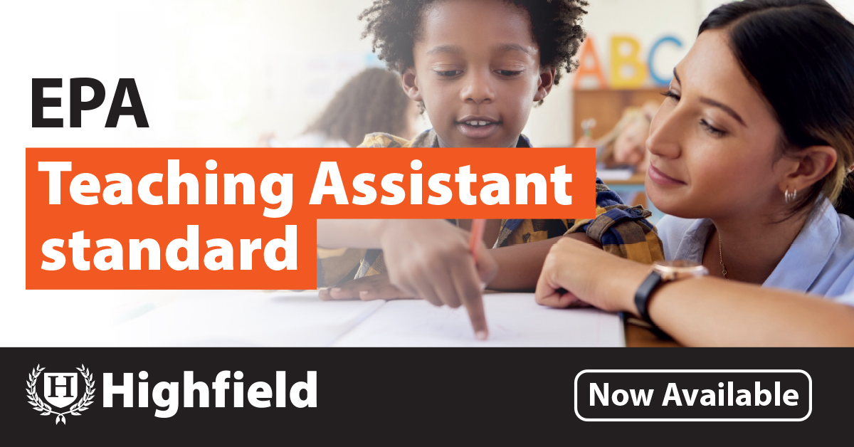 We're delighted to announce that we're our EPA services are now available for the Teaching Assistant apprenticeship standard. For more information, simply visit highfieldassessment.com/.../teaching-a…
#teachingassistant #epa #endpointassessment #education #teaching #apprenticeships