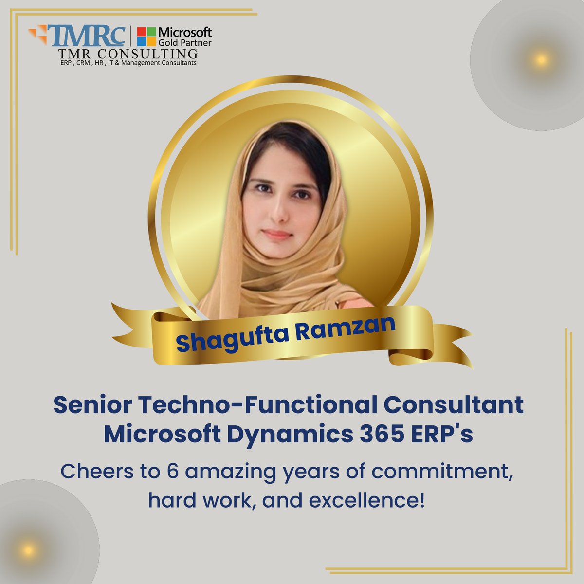 tmr_consulting's tweet image. TMR Consulting proudly honors Shagufta for 6 years of dedication and expertise in Microsoft Dynamics 365 ERP. Her leadership has driven success for both our clients and team. We look forward to many more achievements together! 
#WorkAnniversary #TMRC #ERP #MicrosoftDynamics365