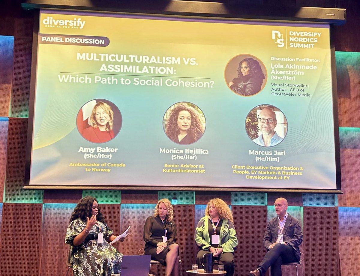 AmyBakerCAN's tweet image. This conference always inspires me! Talking diversity, equity and inclusion as part of #DiversifyNordicsSummit2024 #DEI, shared my view that political will, representation, tools, and data can be transformative. Thank you, Diversify. I am learning so much today!