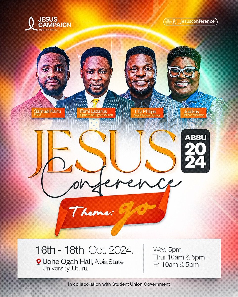 Sports_Doctor2's tweet photo. “You can pray to God without disturbing your neighbor, and it won’t make you less spiritual.”

- Apostle Femi Lazarus 🔥🔥🔥

Now, if you’re anywhere around the South East, and you want to listen to Apostle Femi Lazarus, just be at ABSU, Uche Ogah Hall for this year’s “Jesus Conference”.

October 16-18th is the date, don’t miss it!!!