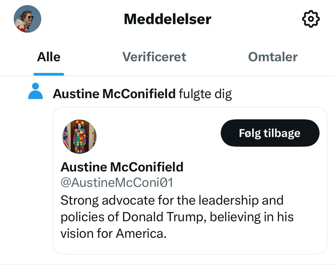 Benedikte Erritsø (@diktee) on Twitter photo Hi @AustineMcConi01
I have no idea why you follow me. You will surely be uninterested when you find out I am Danish🇩🇰 and think Donald Trump is a moron, a clown and the most dangerous threat to democracy and peace in the world.
I so much hope <a href="/KamalaHarris/">Kamala Harris</a> will win in Nov. Hi @AustineMcConi01
I have no idea why you follow me. You will surely be uninterested when you find out I am Danish🇩🇰 and think Donald Trump is a moron, a clown and the most dangerous threat to democracy and peace in the world.
I so much hope <a href="/KamalaHarris/">Kamala Harris</a> will win in Nov.