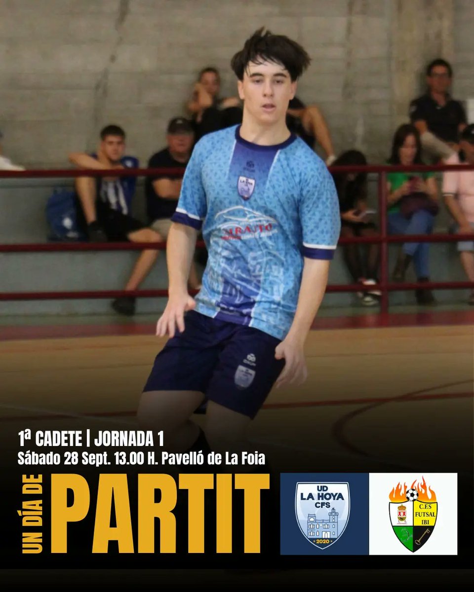𝙐𝙉 𝘿𝙄𝘼 𝘿𝙀 𝙋𝘼𝙍𝙏𝙄𝙏 𝘾𝘼𝘿𝙀𝙏𝙀

𝑼𝑫 𝑳𝑨 𝑯𝑶𝒀𝑨 𝑪𝑭𝑺 🆚 CFS Futsal Ibi 

📆 Sábado 28.09.24
⌚ 13:00 H.
🏟️ Pavelló de La Foia 

◾𝚂𝚘𝚖 𝙻𝚊 𝙵𝚘𝚒𝚊, s𝚘𝚖 𝚄𝚗𝚒ó.