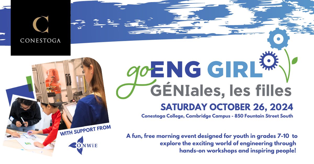 Conestoga College to host Go ENG Girl event. This fun, free event is for students in grade 7 to 10. Learn more including how to register on the board website: ugdsb.ca/blog/conestoga… <a href="/UGDSB_SHSM/">UGDSB SHSM</a>