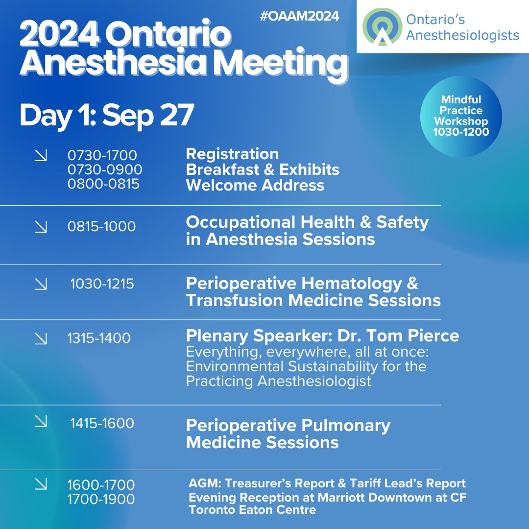 Welcome to the 2024 Ontario Anesthesia Meeting! We’re excited for day 1 of one of 🇨🇦's biggest anesthesia-focused events. For the full agenda and more details, visit bit.ly/RegisterOAM &amp; if you're here, please share your takeaways &amp; photos &amp; tag them with #OAAM2024