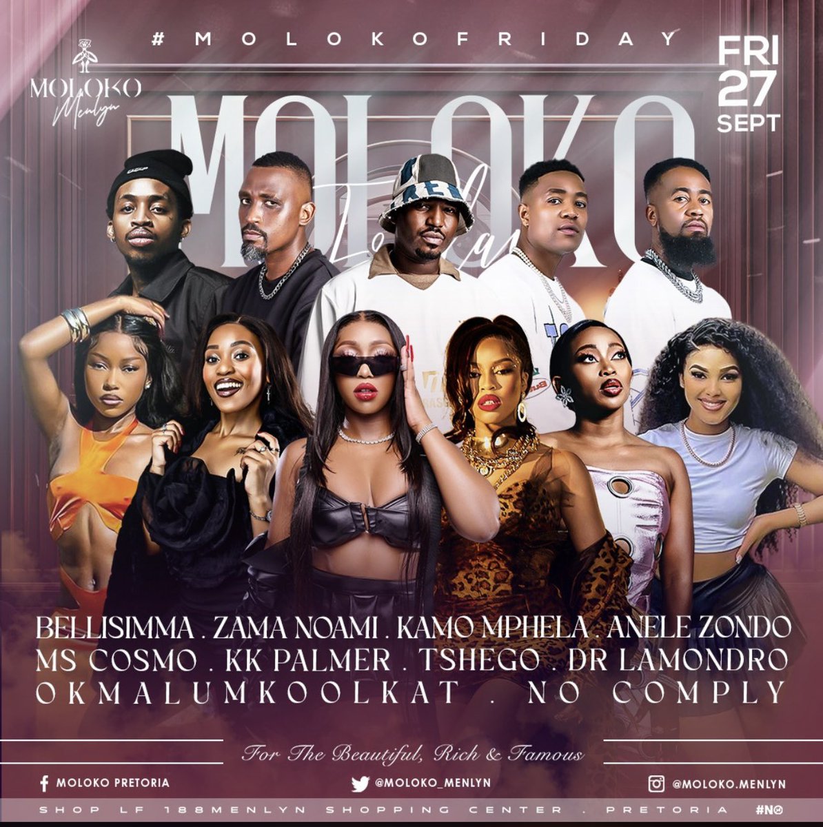 brucebhakha's tweet photo. We Are Rocking Tonight @Moloko_Menlyn #molokofridays #faceofmoloko #apbtp #BeBabel #rich4eversaturdays Featuring @Djyeankeyz @sbokhuzy @PoizonDaGodfada @Darrenmocha @Thabang_Den @Emulsypro @mutombo_lionel ๐ฅ๐ฅ๐ฅ
Doors Open at 22:00 https://t.co/rL7S8CKHfV
