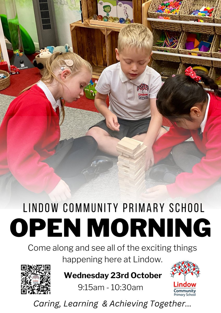 Are you looking for a school place for your child? We have places available for Reception September 2025 and for immediate start. Come along to our school open day and see all of the exciting things going on at Lindow Community Primary School.