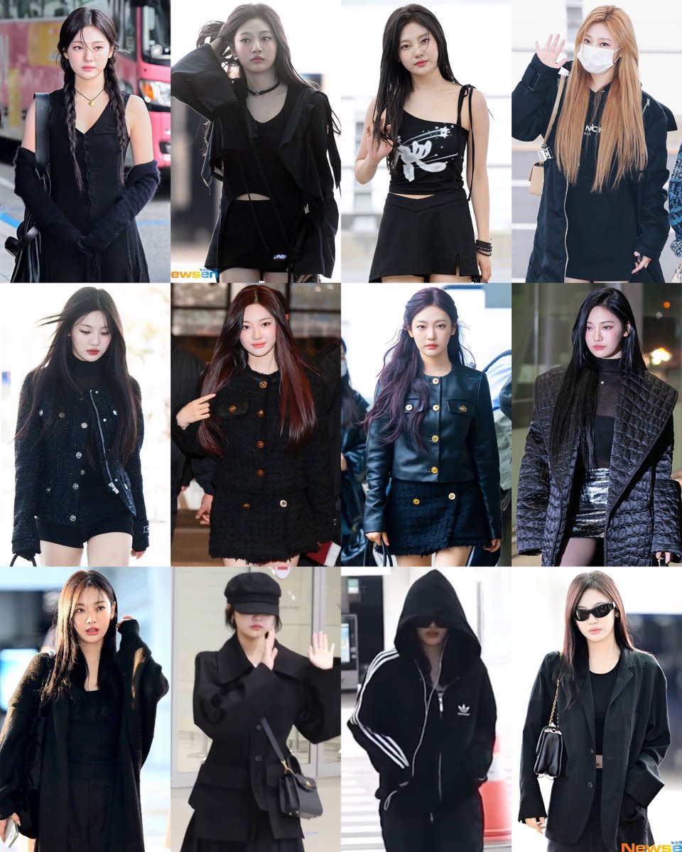 ningning in all black airport outfit 🤍