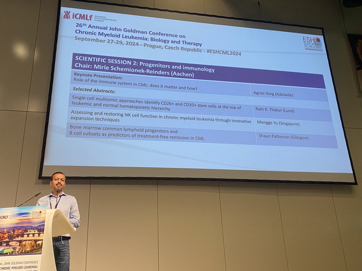 ESHaematology's tweet photo. Exciting data about CD26+CD35+ progenitor cells from Ram K. Thakur, a discussion from
@yu_mengge exploring the role of NK immune cells and @shaundavid01 with an exploration into the composition of BM immune cells to predict TFR.#ESHCML2024 #ESHCONFERENCES #CMLsm
@icmlf https://t.co/bt3tArvelt