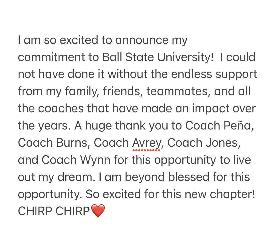 Ryan Works (@ryanworks_2026) on Twitter photo CHIRP CHIRP❤️
#committed
<a href="/BallStateSB/">Ball State Softball</a> <a href="/CoachPena_BSU/">Helen Peña</a> <a href="/CoachBurns17/">Matt Burns</a> <a href="/avrey_steiner/">Avrey Steiner</a> <a href="/haleywynn__/">Haley Wynn</a> <a href="/deborahljones14/">Deborah Jones</a> CHIRP CHIRP❤️
#committed
<a href="/BallStateSB/">Ball State Softball</a> <a href="/CoachPena_BSU/">Helen Peña</a> <a href="/CoachBurns17/">Matt Burns</a> <a href="/avrey_steiner/">Avrey Steiner</a> <a href="/haleywynn__/">Haley Wynn</a> <a href="/deborahljones14/">Deborah Jones</a>