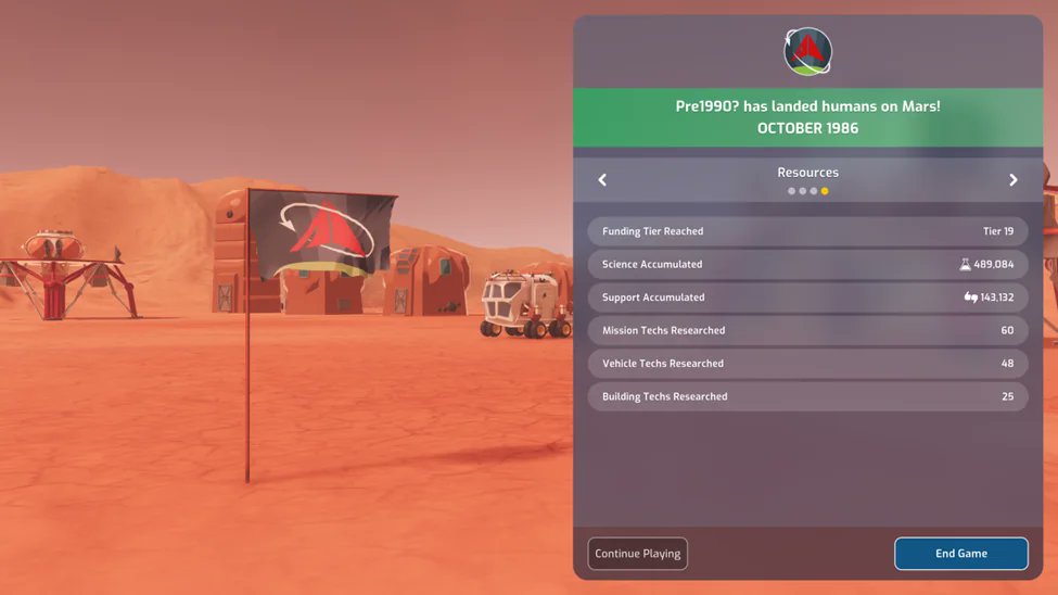 One of our #MarsHorizon players shared this victory on reddit recently, they got a crewed mission to Mars by 1986! Congratulations, we are very impressed 🚀👩‍🚀

How will you rewrite the history of the space race in Mars Horizon?