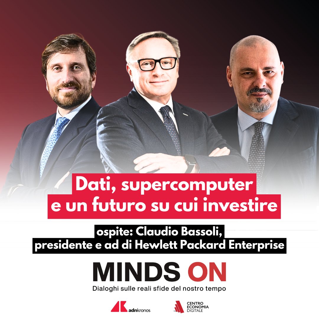 Nella nuova puntata di “Minds ON”, la serie curata e prodotta da Adnkronos e <a href="/News_CED/">Centro Economia Digitale \ CED</a> Centro Economia Digitale, è intervenuto Claudio Bassoli, presidente e amministratore delegato di <a href="/HPE/">HPE</a> Hewlett Packard Enterprise Italia.

Con Giorgio Rutelli, vicedirettore Adnkronos, e Rosario