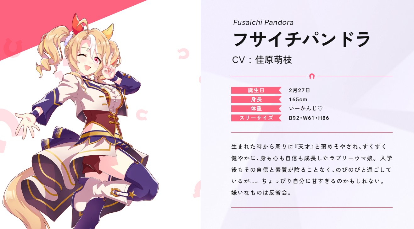 ウマ娘　フサイチパンドラ　セット 新ウマ娘にフサイチパンドラ登場！ 史実では06年エリ女制覇 名牝