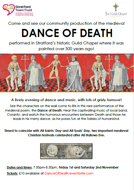 Forget Strictly &amp; come &amp; watch a dance with a difference when ‘Death’ takes to the floor in the atmospheric setting of the medieval Guild Chapel. The Dance of Death is a unique performance on for 2 nights only 1-2 November so get your tickets now!
stratfordtowntrust.co.uk/dance-death-pe…