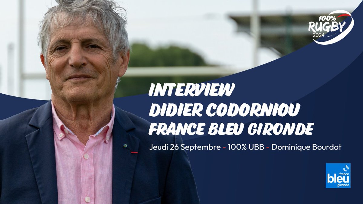 Retrouvez mon passage radio dans l'émission 100% UBB de Dominique Bourdot sur France Bleu Gironde :  

  👉  : francebleu.fr/emissions/100-…

#rugbyprofessionnel #codorugby2024 #tourdefrancedesclubs #gironde #nouvelleaquitaine #sudouest