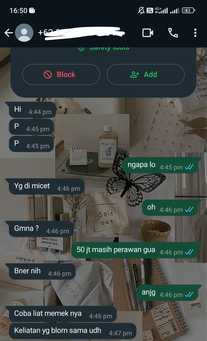 stoberipaii's tweet photo. ANJING ANJINGGGG. GW MARAH BGT KALI INI. COWO BANGSATTTT. Temen gw di ancem dan di doxing sm pacarnya sendiri. skrg temen gw di teror sm stranger karna nomornya didaftarin di michat. https://t.co/w0dUR3t31m