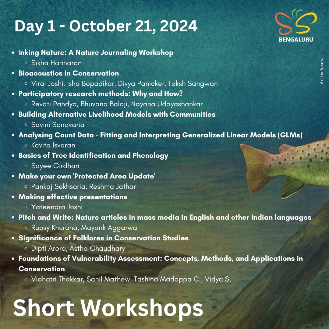 sccsbng's tweet photo. 🚨 Workshop Registrations for #SCCSBengaluru2024 are NOW OPEN! 🚨

📅 One workshop per day – choose carefully, as changes later will be chaotic!

⚡️ Limited seats, so book your spot now! ⚡️

Head to our website to register! 🎟️

#ConservationScience #Workshops #RegisterNow https://t.co/BZBu9uz6wn