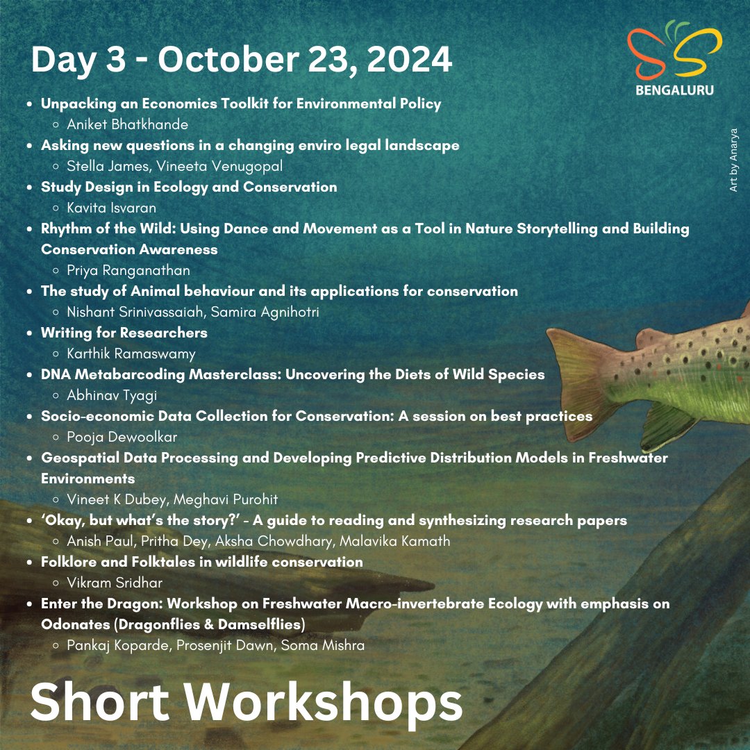 sccsbng's tweet photo. 🚨 Workshop Registrations for #SCCSBengaluru2024 are NOW OPEN! 🚨

📅 One workshop per day – choose carefully, as changes later will be chaotic!

⚡️ Limited seats, so book your spot now! ⚡️

Head to our website to register! 🎟️

#ConservationScience #Workshops #RegisterNow https://t.co/BZBu9uz6wn