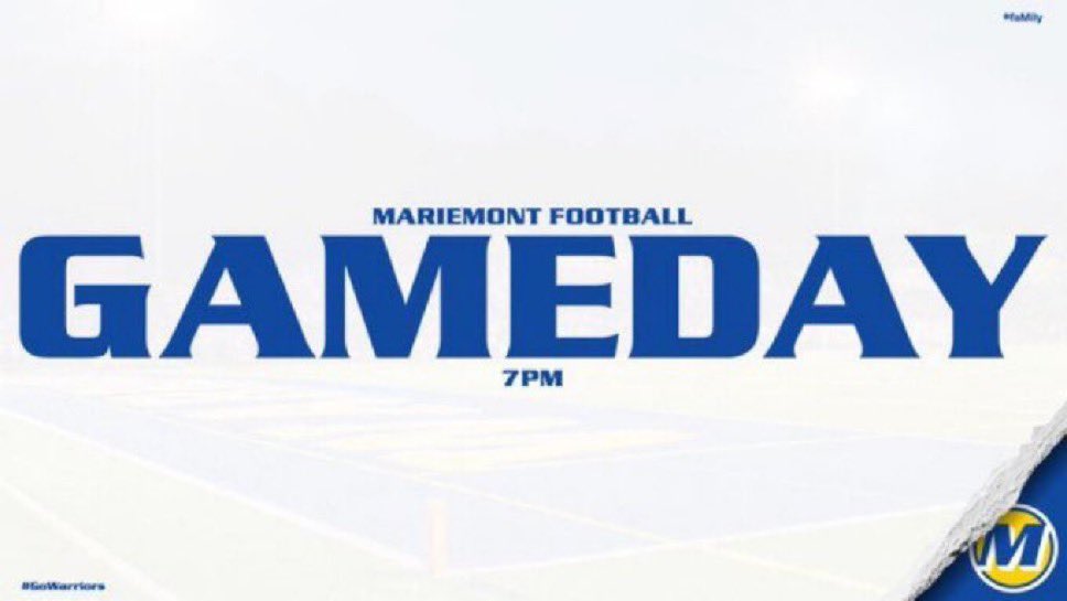 MariemontFB's tweet image. Week 6️⃣‼️

🆚 Taylor HS 

⏰ 7pm 

📍Tom Crosby Field @ Kusel Stadium

Junior High Night 

#GoWarriors
#faMily