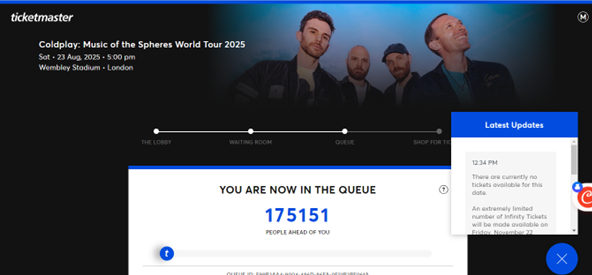 MarkParkylfc's tweet photo. @TicketmasterUK @TicketmasterCS @Ticketmaster 
You literally could not make this shit up, from 257 in queue to 175151 in the space of 18 seconds, You absolute shitshow of a company https://t.co/KSRzMuSQRJ