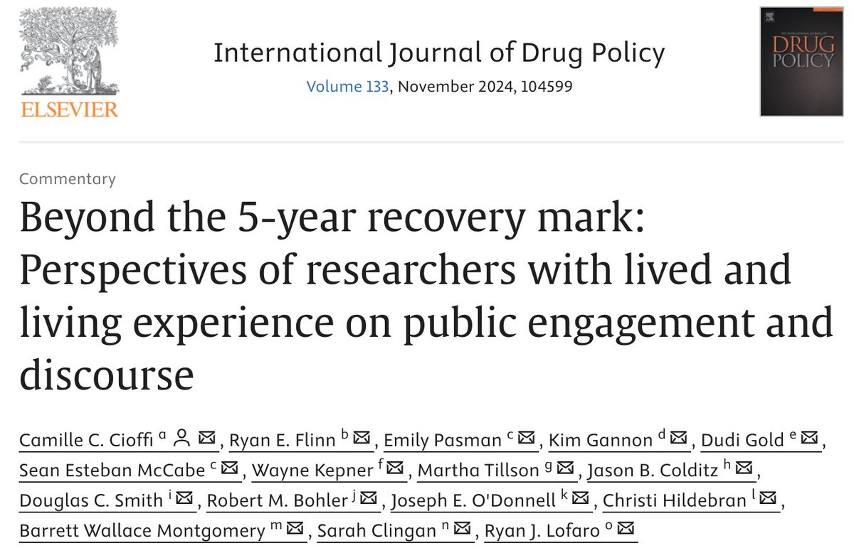 Ryan E. Flinn, Ph.D. 🌈 (@ryanflinnphd) on Twitter photo 1/In this commentary, led by <a href="/camillecioffi/">Camille C. Cioffi</a>, we reflect on recent guidance issued by a nonprofit organization regarding the selection of people with lived experience of SUD to engage in public discourse.
Code to download (the first 50 readers): authors.elsevier.com/c/1jqup3PErogu… 1/In this commentary, led by <a href="/camillecioffi/">Camille C. Cioffi</a>, we reflect on recent guidance issued by a nonprofit organization regarding the selection of people with lived experience of SUD to engage in public discourse.
Code to download (the first 50 readers): authors.elsevier.com/c/1jqup3PErogu…